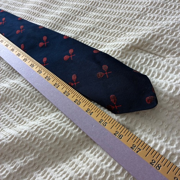 VTG Robert Talbott The Whale Navy Blue Tie Red‎ Tennis Rackets English Repp - Picture 5 of 5
